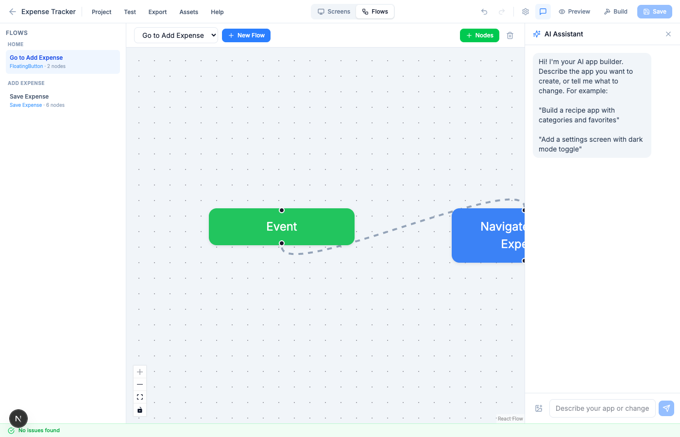 AI Assistant generating an app